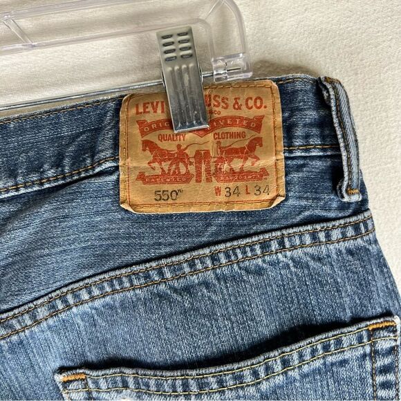 Levi's Jeans Mens Blue Denim 550 Relaxed Fit Straight Leg 5 Pockets Cotton 34x34 - Picture 16 of 16